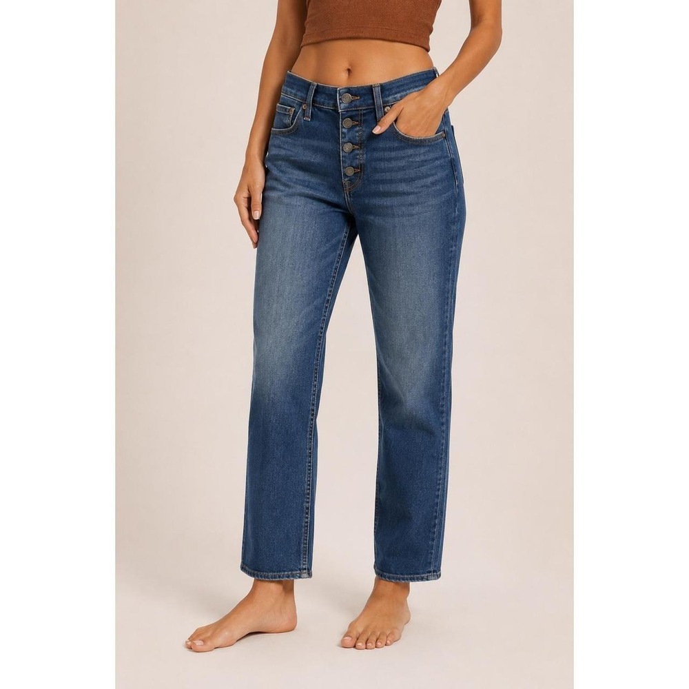 J.Crew High-Rise Jeans Denim Vintage Straight Button Fly Clean Classic Preppy 25